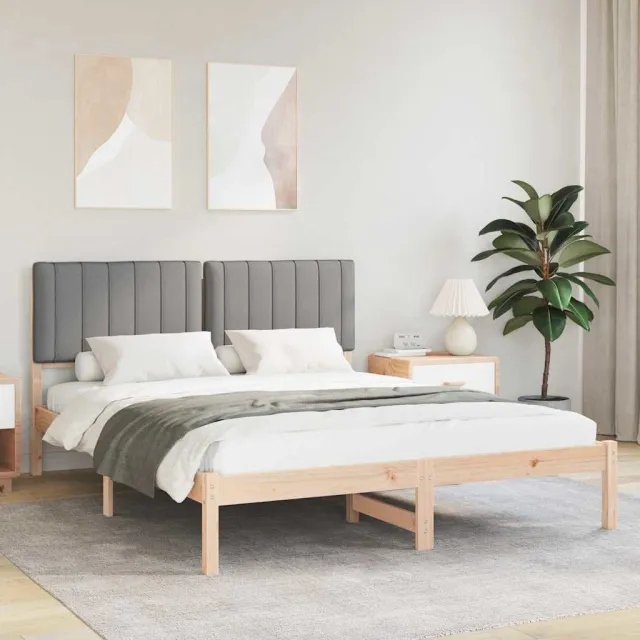 vidaXL Bedframe met Gevoerd Hoofdgedeelte Lichtgrijs 160 x 200 cm
