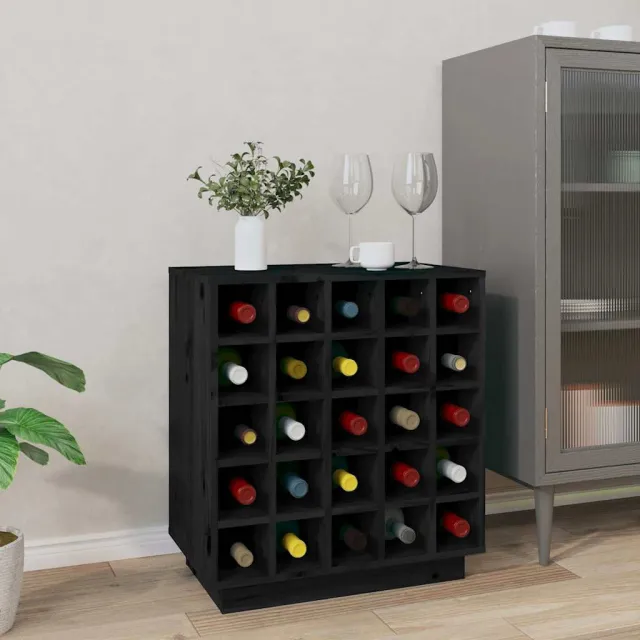 vidaXL Wijnkast 55,5x34x61 cm massief grenenhout zwart, foto 2