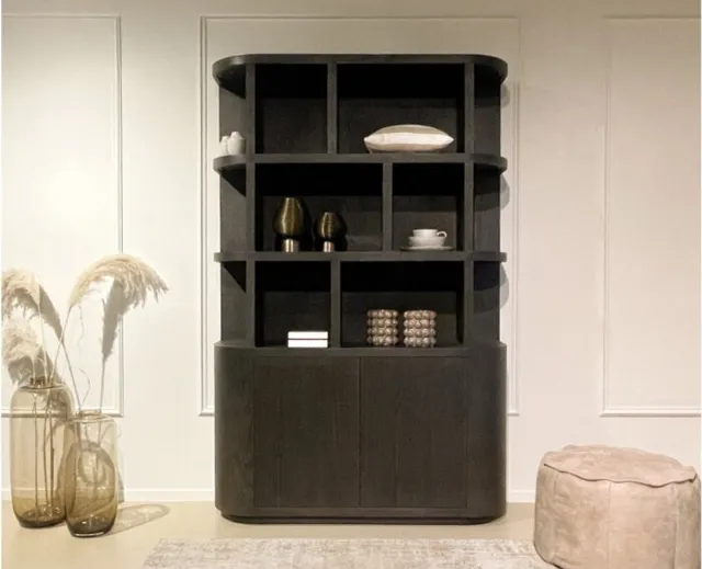 Livingfurn Boekenkast Novero Espresso - 40 x 145 x 220 cm - Hout - Bruin