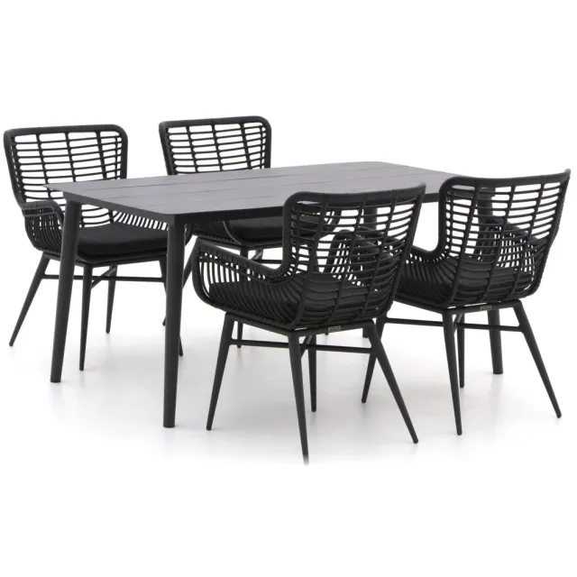 Intenso Furniture Intenso Asti/Sora 160cm dining tuinset 5-delig Zwart