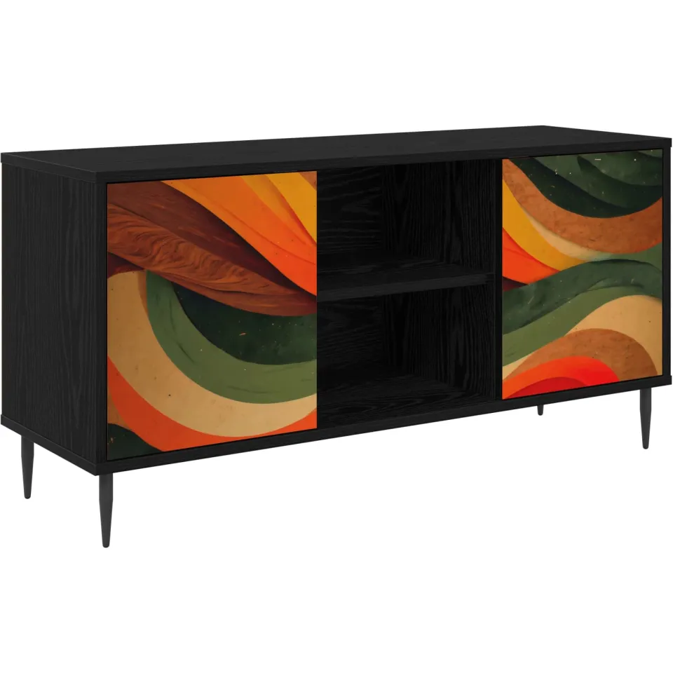 vidaXL Tv-meubel BONN 102 x 33 x 51 cm Zwart eiken Bewerkt hout, foto 3