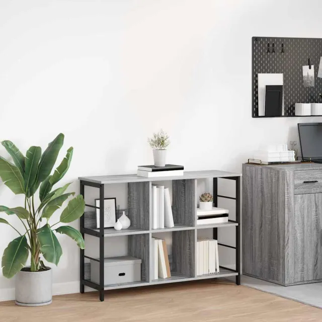 vidaXL Boekenkast 6-laags 102 x 32 x 72,5 cm Bewerkt hout Grijs Sonoma, foto 2