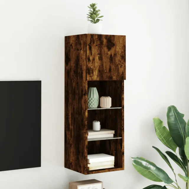 vidaXL Tv-meubel LED-verlichting 30,5x30x90 cm gerookt eikenkleurig Bruin