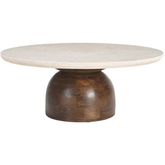 DÉJA Living Salontafel Miro - Rond Donkerbruin Marmer - 60x60x38cm