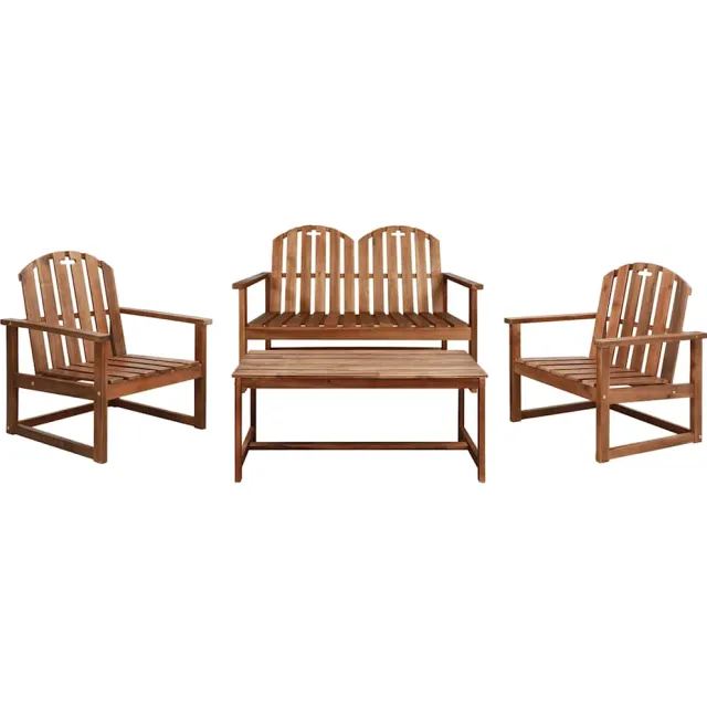 vidaXL 4-delige Loungeset massief acaciahout Bruin