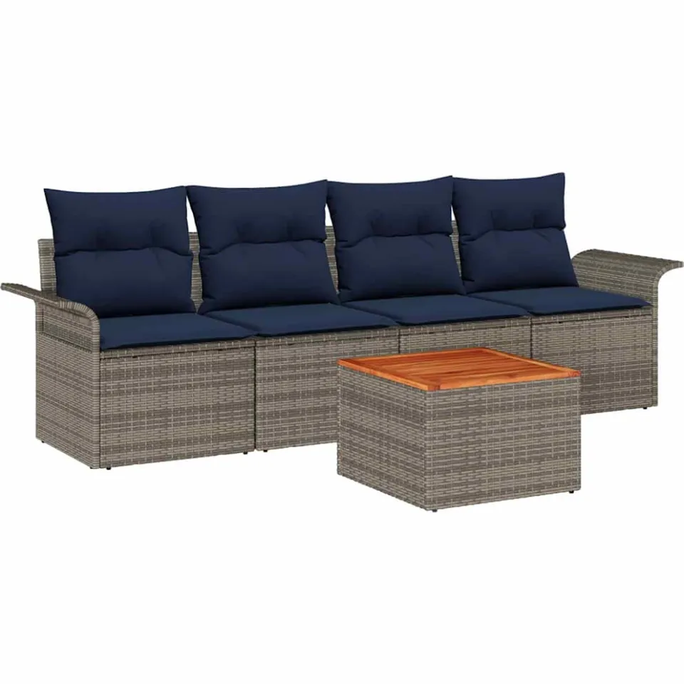 vidaXL Tuinbankenset 5 st Grijs poly rattan