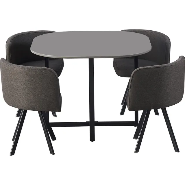 Rousseau Set Tafel En Stoelen Eva | 100 X 100 X 75 Cm | Grijs