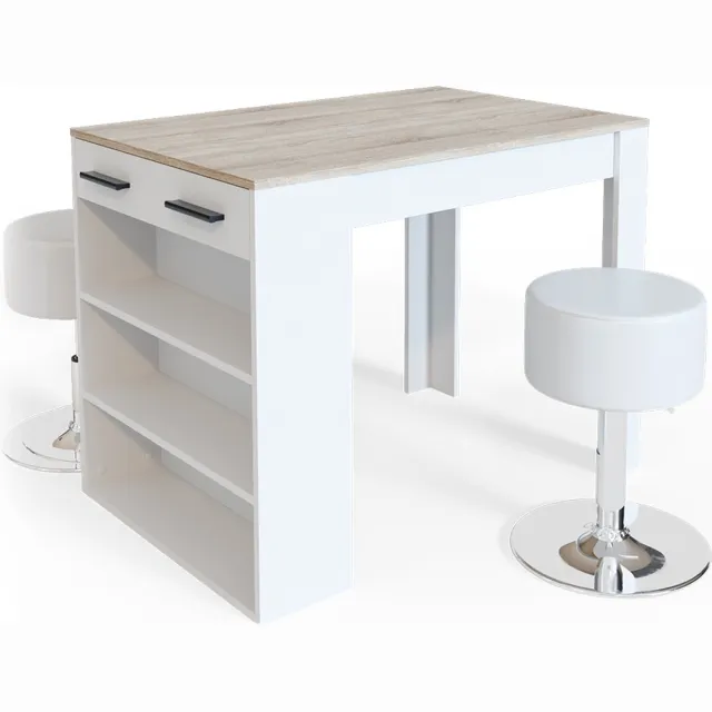 Vicco Repose Eettafel set – 67 x 100 cm met 2 krukken Sonoma/Wit