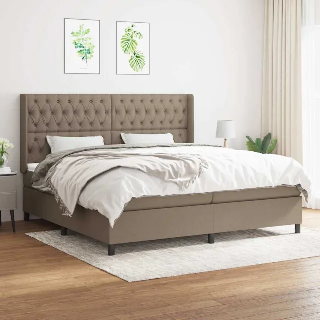 vidaXL Boxspring met matras stof taupe 200x200 cm