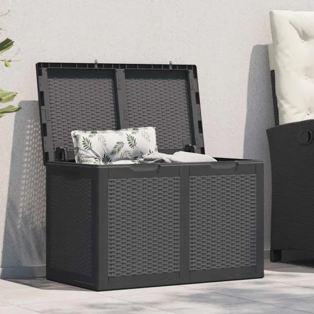 vidaXL Tuinbox 180 L PP rattan zwart, foto 2