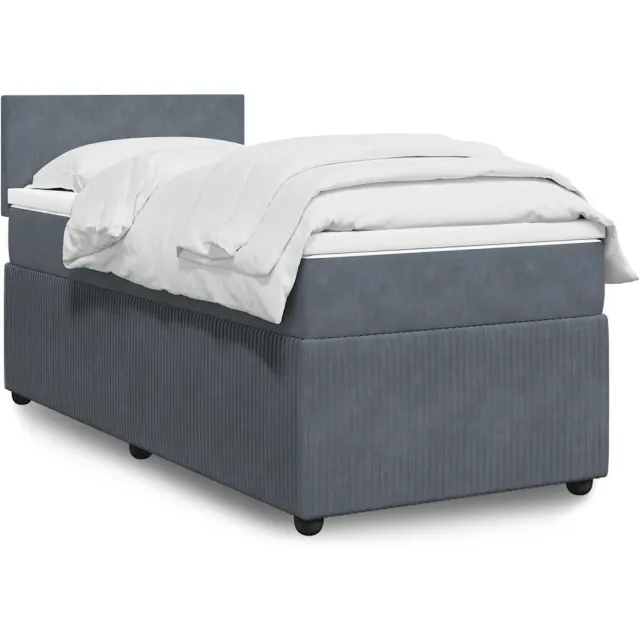 vidaXL Boxspring met matras fluweel donkergrijs 90x200 cm grijs