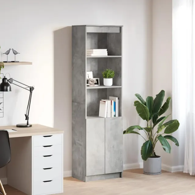 vidaXL Highboard 50x35x180 cm spaanplaat betongrijs