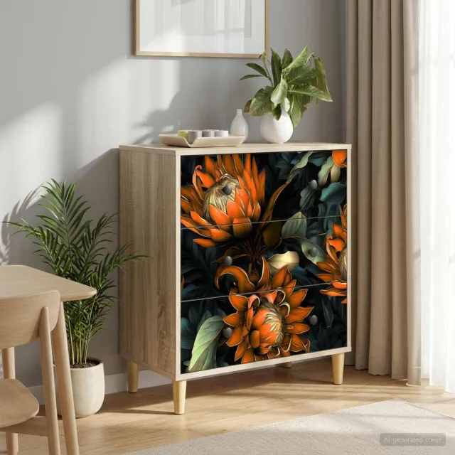vidaXL Ladekast LOCHEM Oranje print 66 x 36,5 x 75 cm Bewerkt hout Bruin