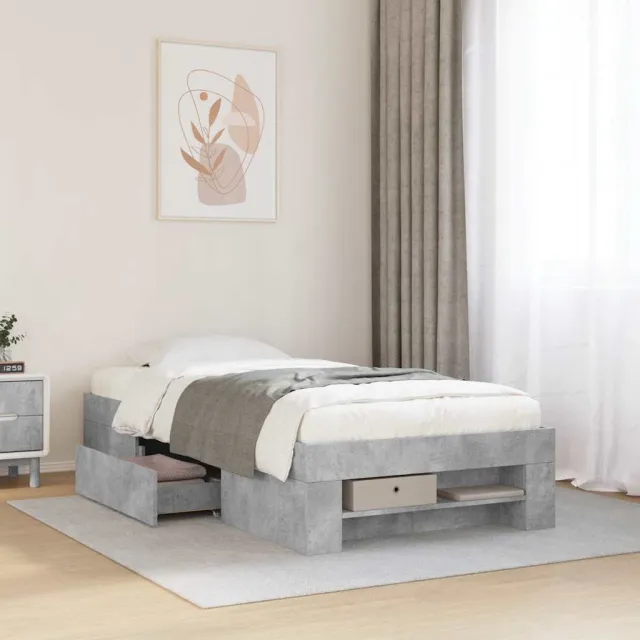 vidaXL Bedframe bewerkt hout betongrijs 100x200 cm grijs
