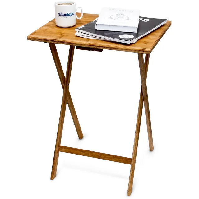 Relaxdays balkontafel inklapbaar - 63 x 48 x 38,5 cm - bamboe - klaptafel lichtbruin