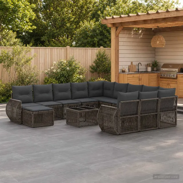 vidaXL Tuinbankenset 13 st Grijs poly rattan, foto 2
