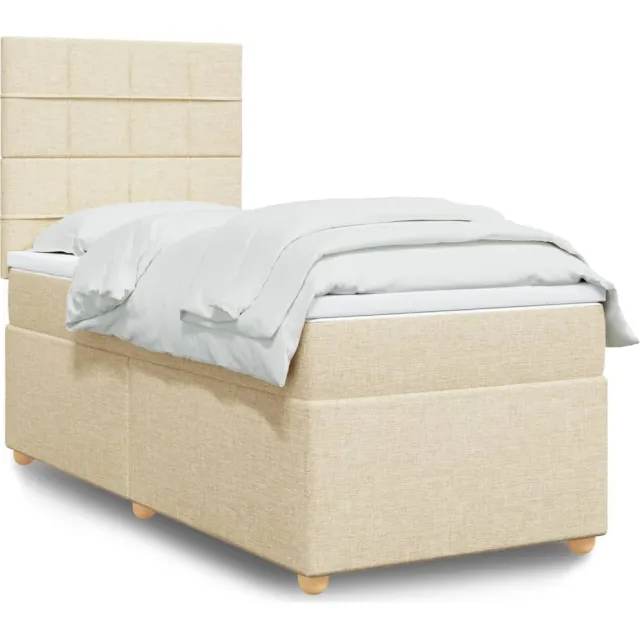 vidaXL Boxspring met matras stof crèmekleurig 80x200 cm