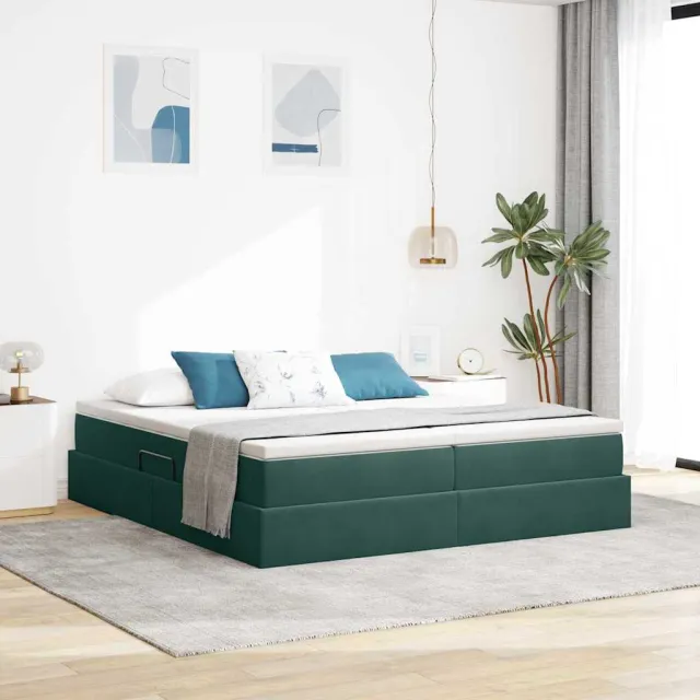vidaXL Opbergbed met matras Donkergroen 180 x 200 cm Fluweel