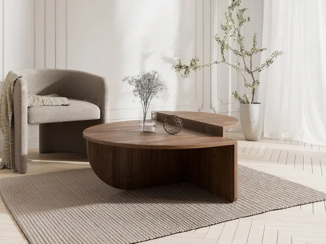 Vente-unique Set van 2 salontafels - Kleur: naturel - ALOEVA Natuurlijk donker