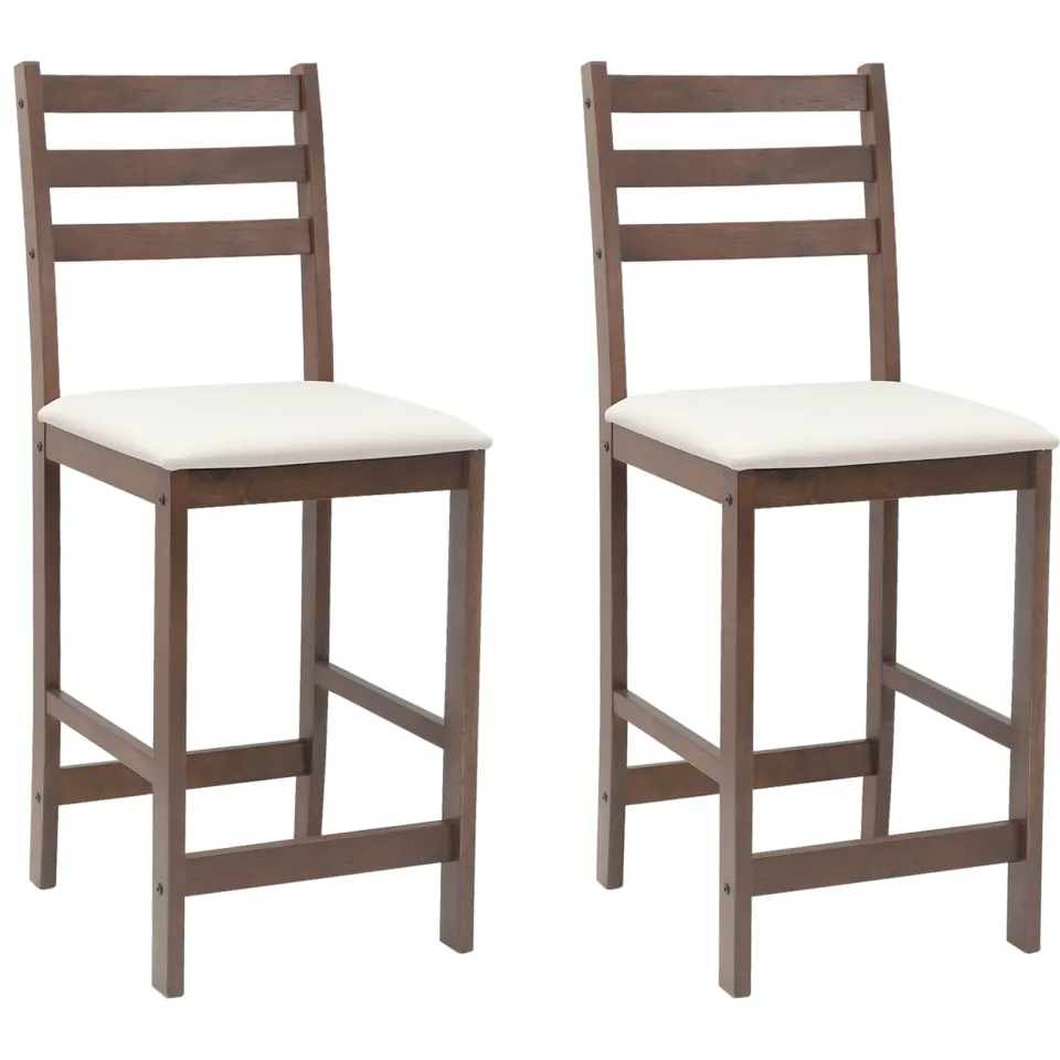 vidaXL Eettafelstoelen 2 st Massief Rubberhout Licht Bruin