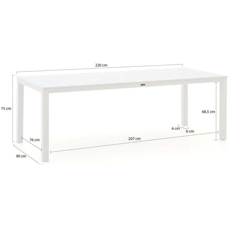 Forza Furniture Forza Ripi/Menzano 220cm dining tuinset 7-delig stapelbaar wit, foto 4
