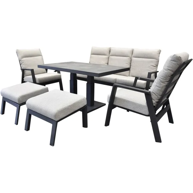 AVH-Collectie Barolo Pacific stoel bank dining loungeset 6 delig verstelbaar antraciet