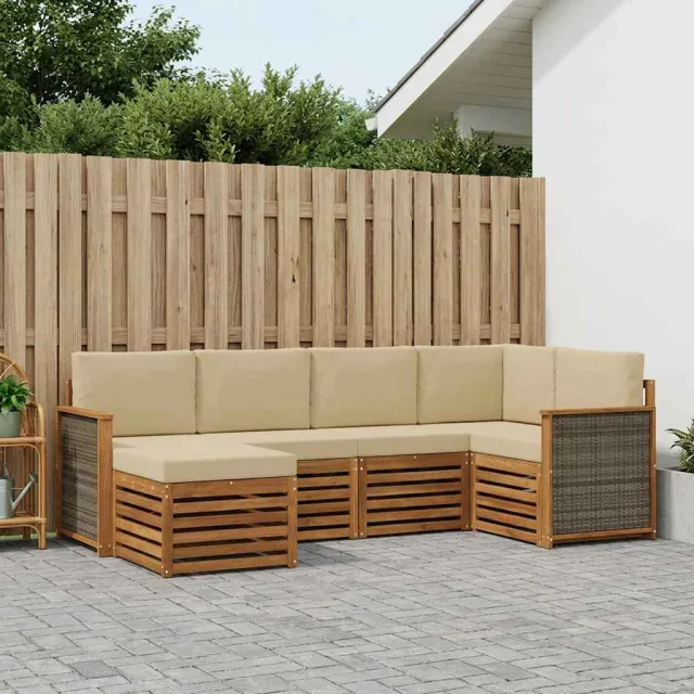 vidaXL Buiten bankenset 6 st 5-zits Natuurlijk en Beige