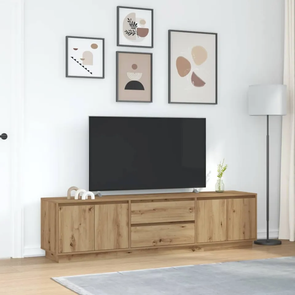 vidaXL Tv-meubel met LED-verlichting 193,5x41x50 cm artisanaal eiken Bruin