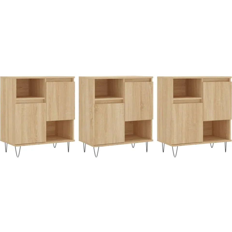 vidaXL Dressoirs 3 st bewerkt hout sonoma eiken, foto 3
