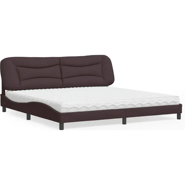 vidaXL Bed met matras "Hvar" stof donkerbruin 200x200 cm