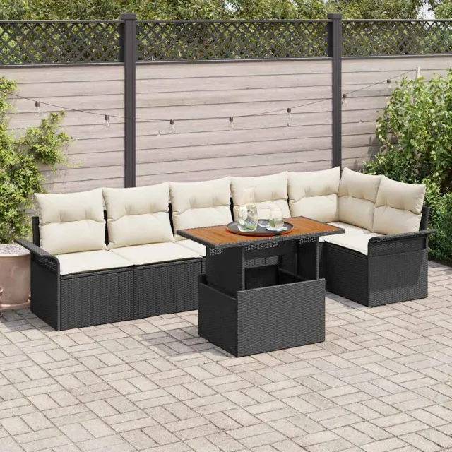 vidaXL Tuin Sofa Set 7 st Zwart Poly riet, foto 2