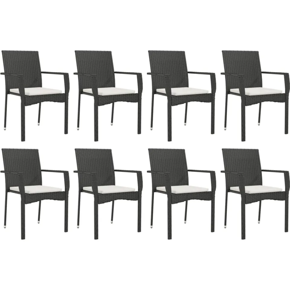 vidaXL 9-delige Tuinset poly rattan zwart, foto 3