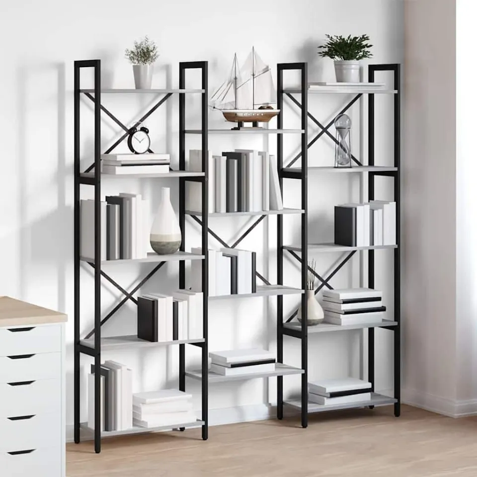 vidaXL Boekenkast 156 x 25 x 167 cm Bewerkt hout Grijs sonoma, foto 4