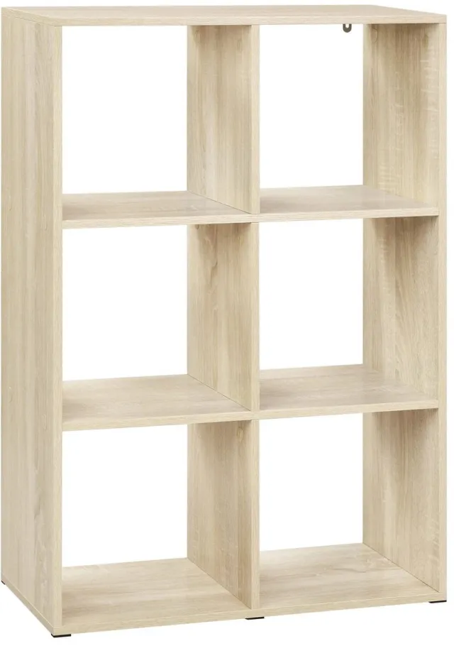 Klarven Boekenkast Lichteiken - 6 Vakken op 3 Niveaus, Ruimtebesparend en Multifunctioneel, ook Geschikt als Boekenkastje voor Kinderkamer - B 60 x D 29 x H 89,5 cm