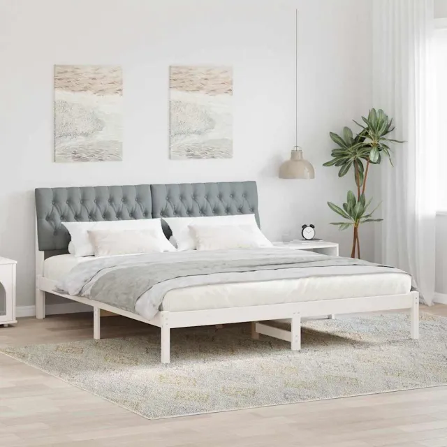 vidaXL Bedframe met Gevoerd Hoofdgedeelte Wit 180 x 200 cm