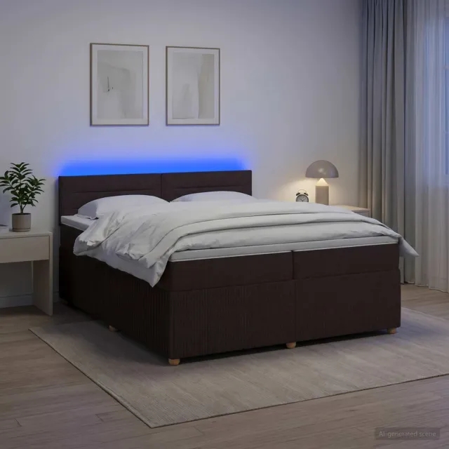 vidaXL Boxspringbed met matras Donkerbruin 200 x 200 cm Stof