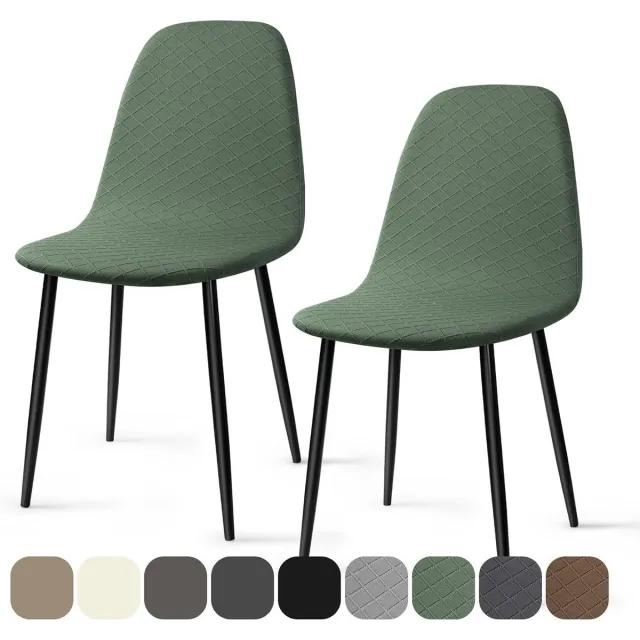 Vellaro Barkrukhoes - Groen - 2 Stuks - Jacquard Elastische Stoelhoezen - Voor Barkrukken en Eetstoelen Groen-L