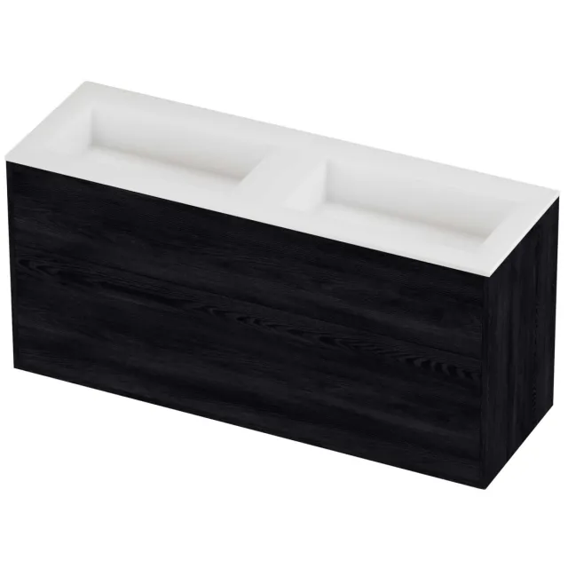 Proline Aristo Badmeubelset Polystone Elegant Dubbel 140x46x67 cm Mat White Black Oak Eiken