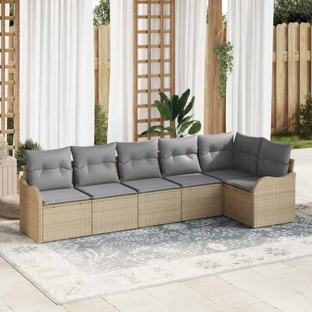 vidaXL Tuin Sofa Set 6 st Beige poly rattan