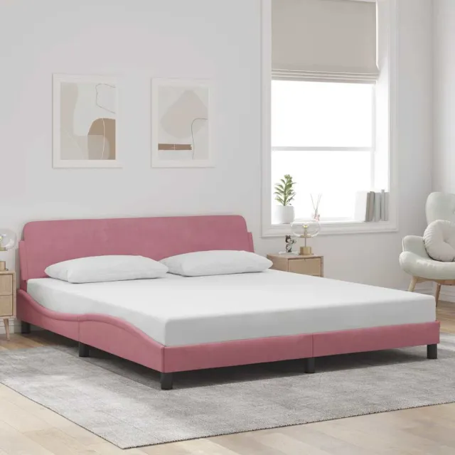 vidaXL Bedframe met hoofdeinde "Dover" 180x200 cm fluweel roze