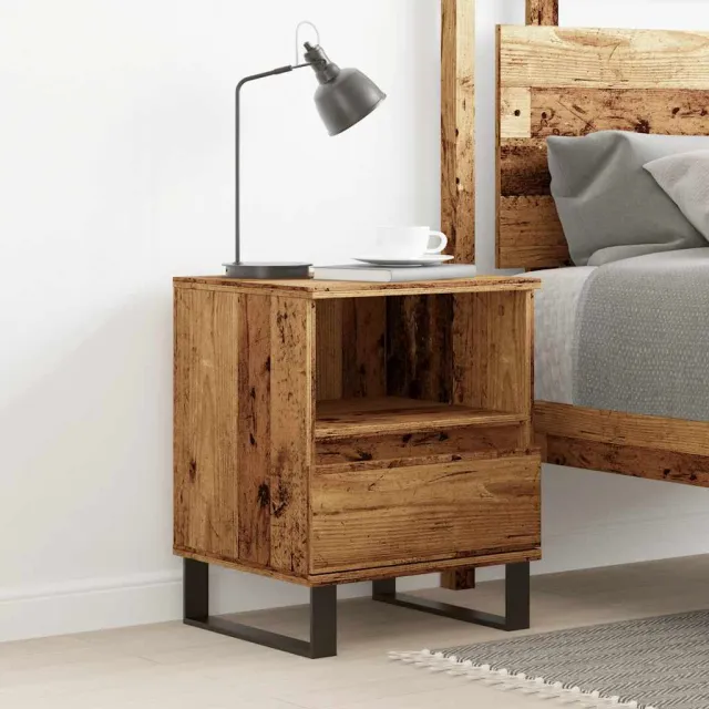 vidaXL Nachtkastje 40x35x50 cm bewerkt hout oud houtkleurig bruin, foto 2
