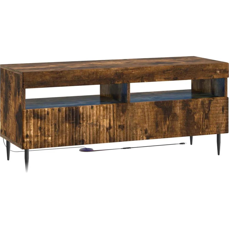 vidaXL LED tv-meubel HAARLEM 100 x 35 x 43 cm Gerookt eiken Bruin