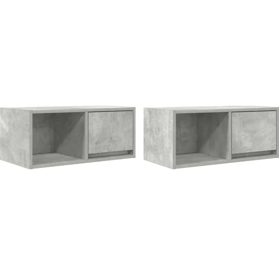 vidaXL Tv-meubels 2 st 60x31x25,5 cm bewerkt hout betongrijs