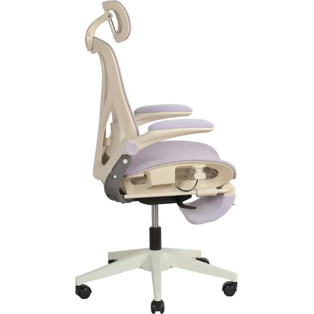 REDOM Bureaustoel - Klapbare rugleuning - 3D verstelbare hoofdsteun - Verstelbare lendensteun - Mesh - Paars - 62 x 48,5 x 129 cm