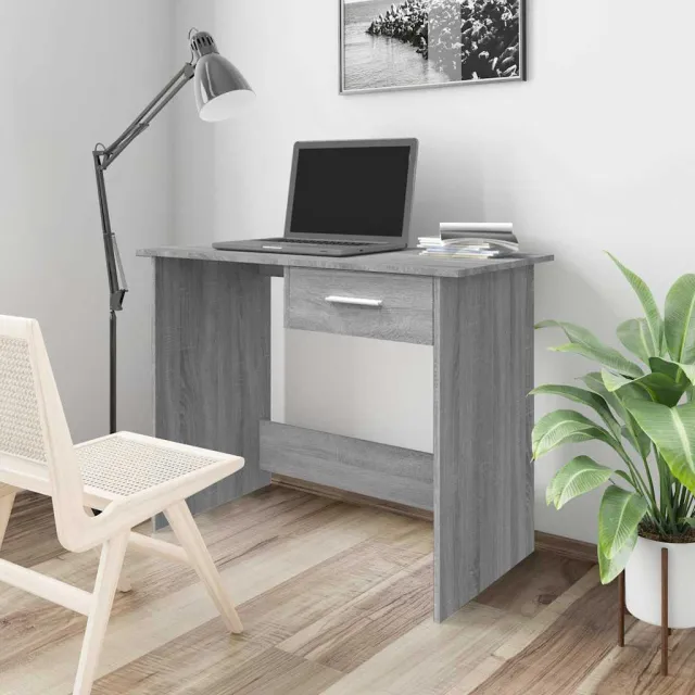 vidaXL Bureau 100x50x76 cm bewerkt hout grijs sonoma eikenkleurig, foto 2