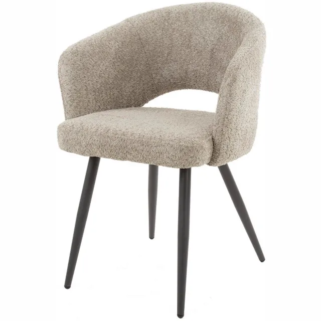AnLi Style Armstoel boucle salon - zandkleur- set van 2 Beige