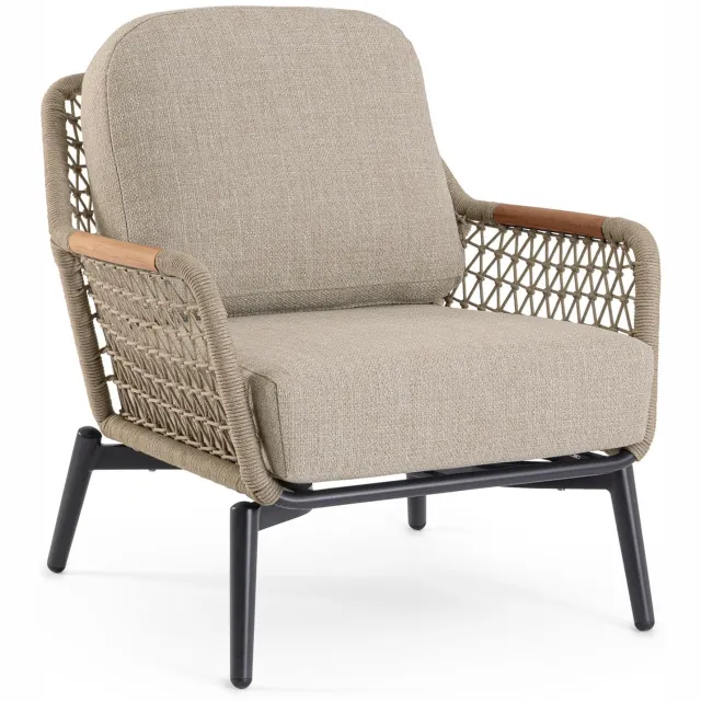 Bolzano Etrusco - Tuinfauteuil - Antraciet en beige - Gevlochten zijkanten Antraciet;Beige