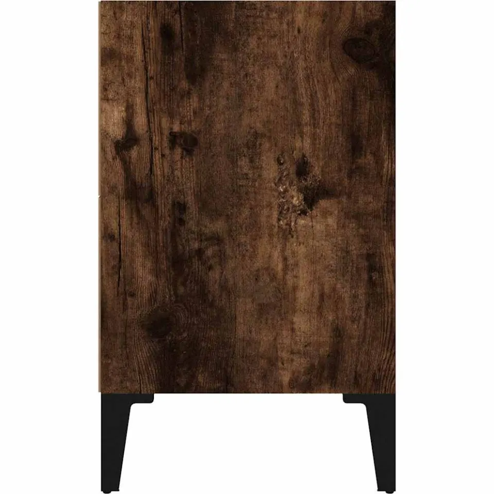 vidaXL Nachtkastje met metalen poten 40x30x50 cm gerookt eikenkleurig, foto 4