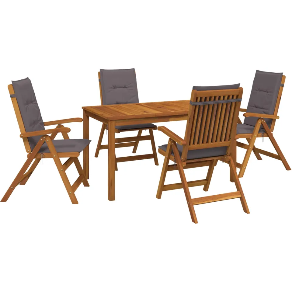 vidaXL 5-Piece Garden Dining Set 4-zits Antraciet Massief Acaciahout, foto 3