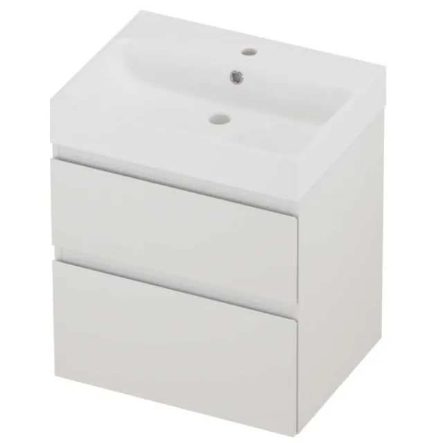 Proline Podium Badmeubelset Polystone Loft 1 Kraangat Asymmetrisch 60x46x70 cm Mat White Glans Wit